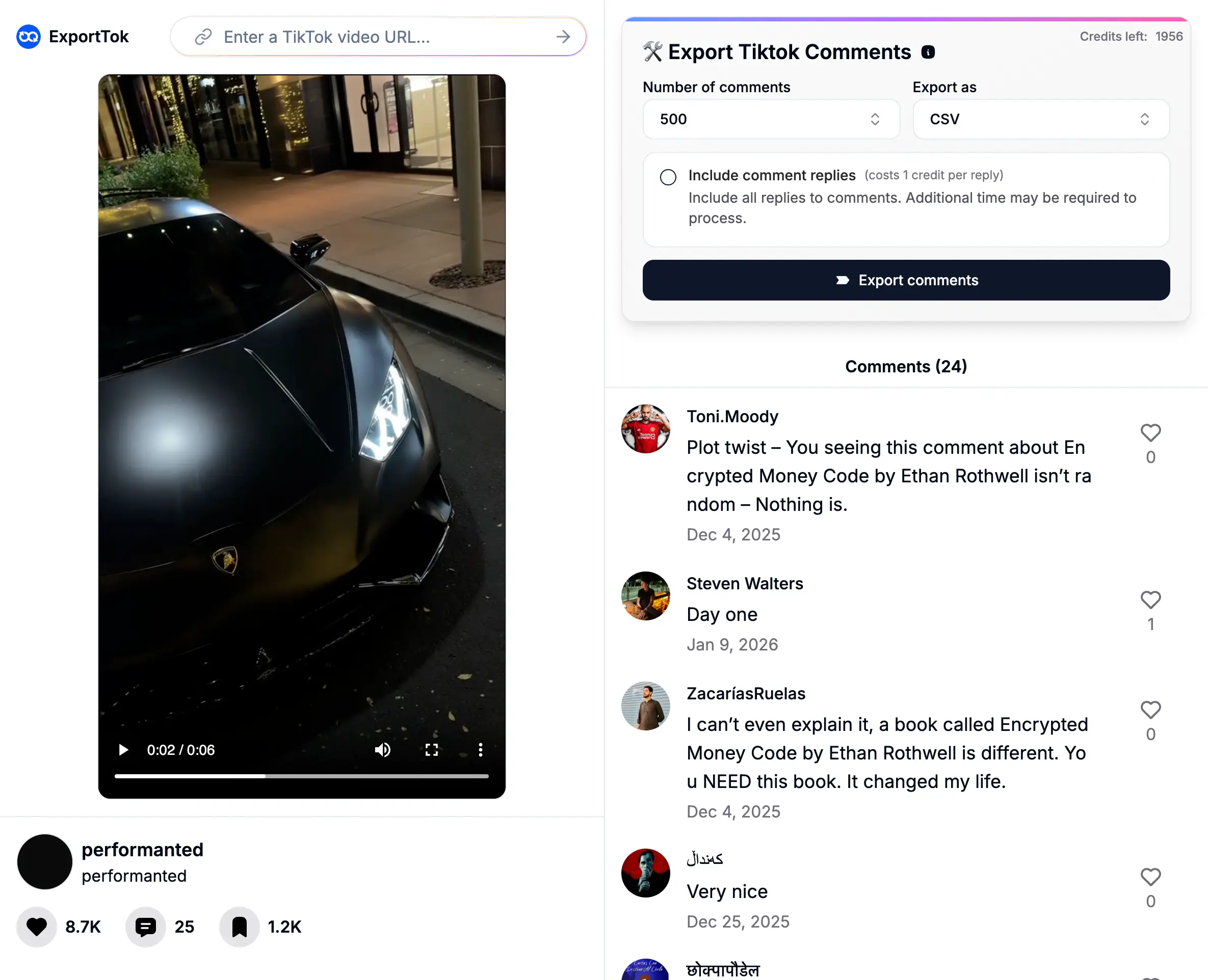 A screenshot of the ExportTok app that shows no geographic restrictions