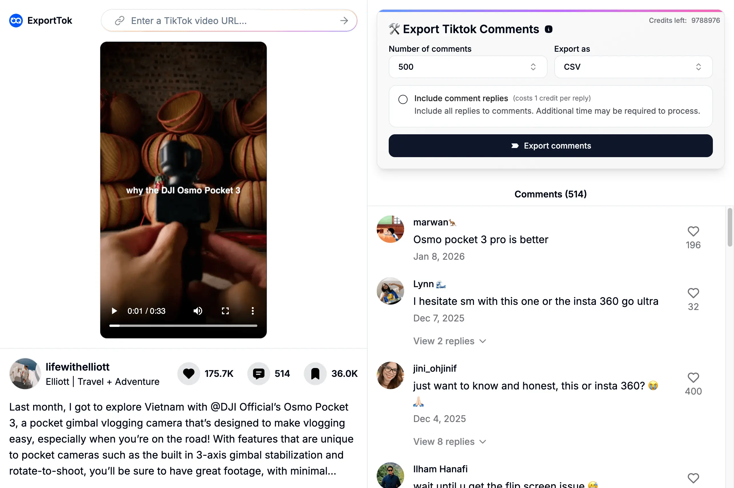 Analyze Comments on Any TikTok Video